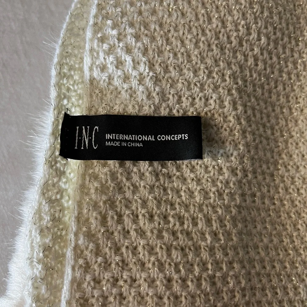 INC International Concepts Cream Knit Shawl - Picture 5 of 7